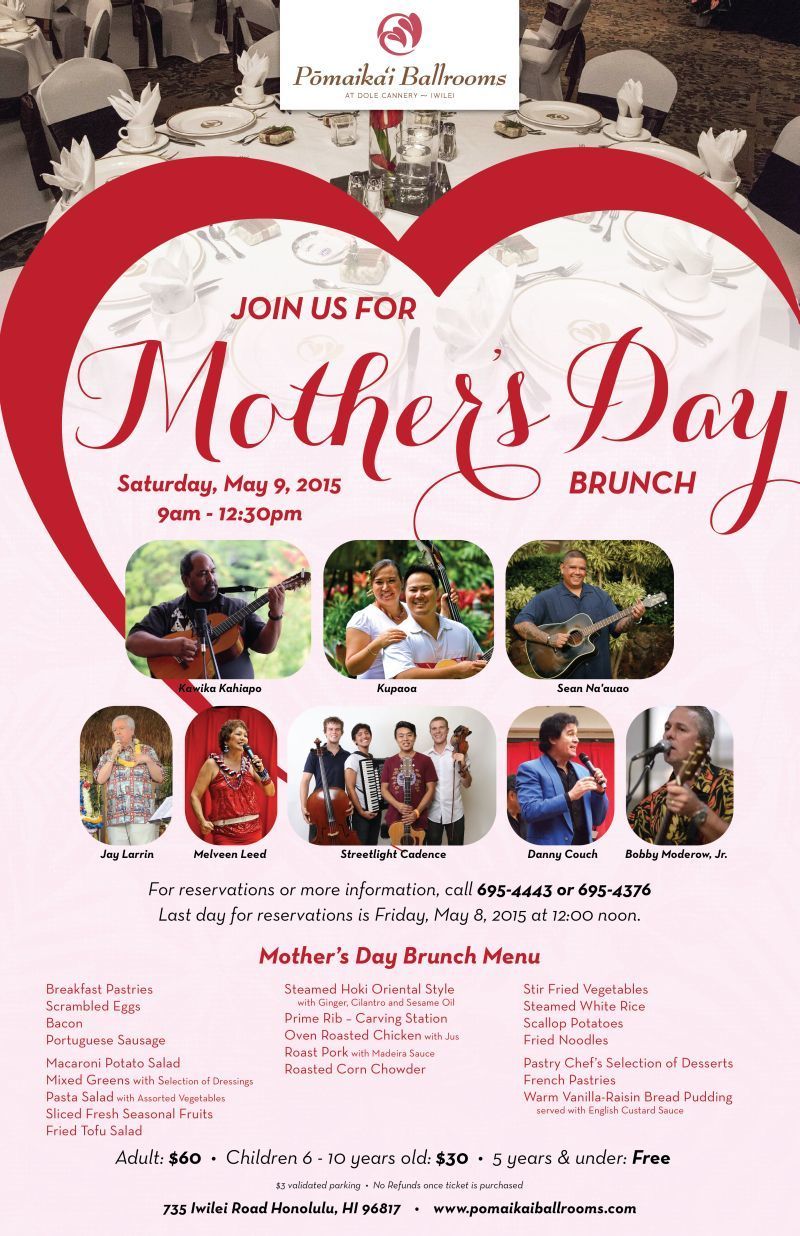 Mother S Day Brunch At Pomaikai Ballroom Hawaiian Event Live Concert Info At Hawaii